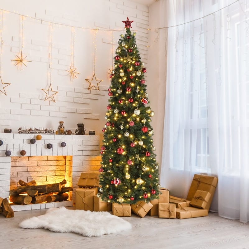 7.5ft 1090 Round Heads 350 Lights Warm Color With Colorful 10 Modes Christmas Tree - N/A