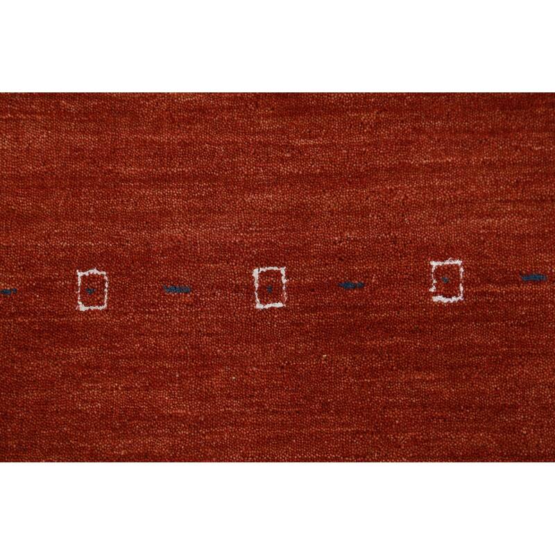 Orange Gabbeh Indian Foyer Rug Hand-Knotted Tribal Wool Carpet - 3'0" x 4'11"