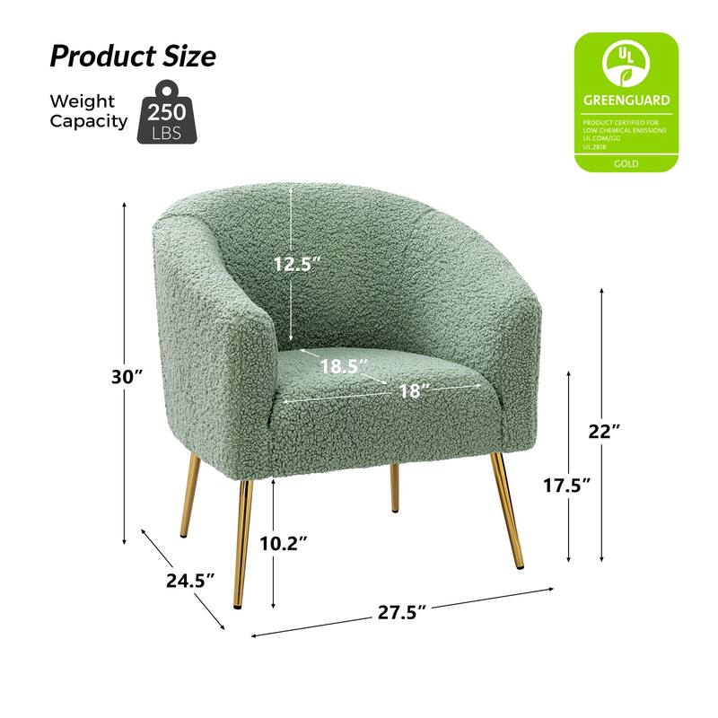 Rovigo Modern Upholstered Living Room Chair Barrel Chair with Metal Legs Set of 2 by HULALA HOME