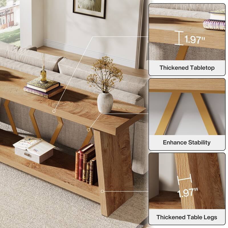 70.86-Inch Console Table, Wood Entryway Table with Storage, Couch Side Foyer Hallway Accent Table for Living Room, Entrance