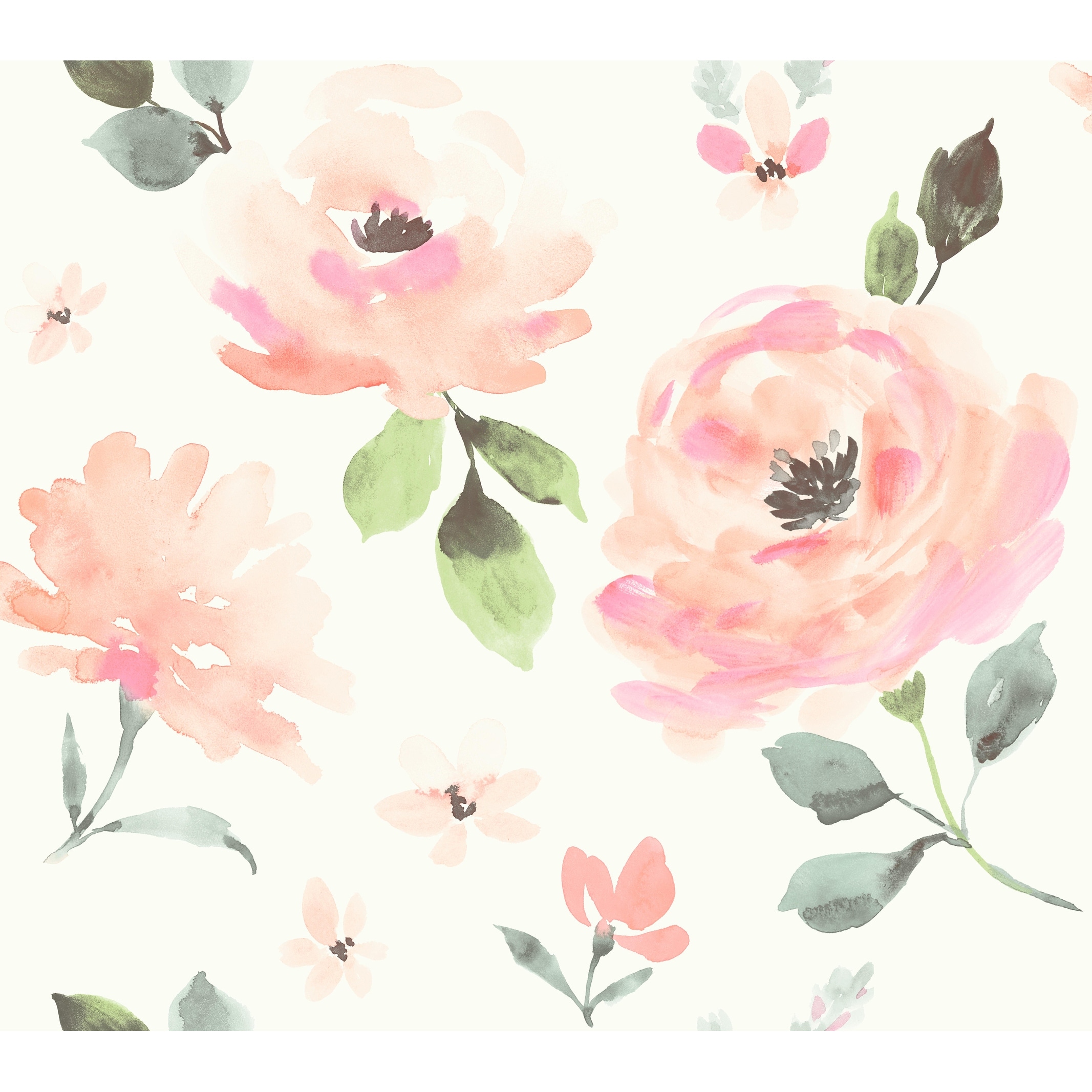 Shop Biggs Watercolor Blooms Peel And Stick Wallpaper Overstock