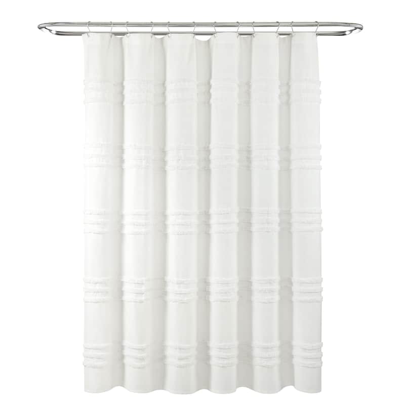 Lush Decor Boho Kendra Tufted Yarn Dyed Eco-Friendly Recycled Cotton Shower Curtain Single