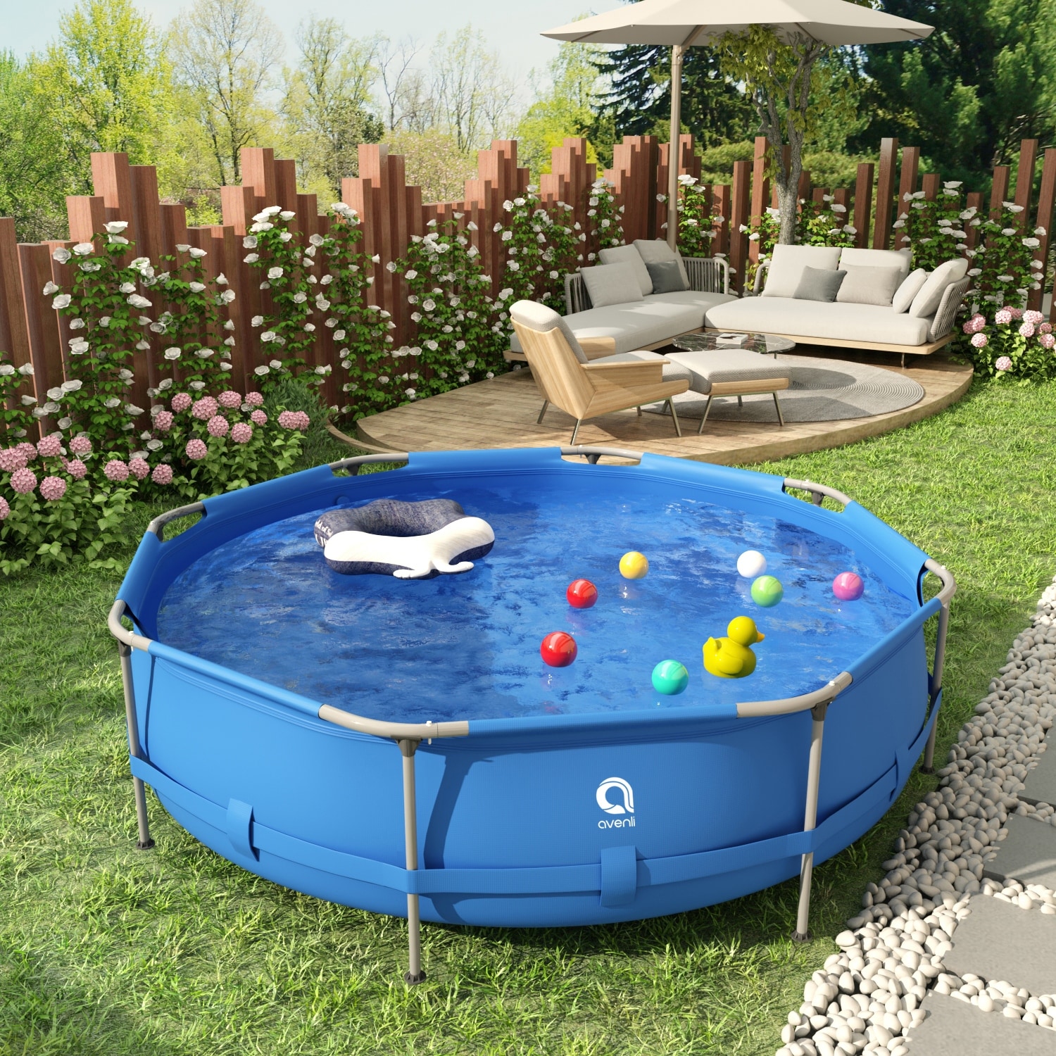 Avenli 10/12feet Large Summer Metal Frame Swimming Pool Above Ground - Bed  Bath u0026 Beyond - 35355748