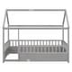 preview thumbnail 24 of 35, Wooden Floor Bed with House Roof Frame and Guardrails