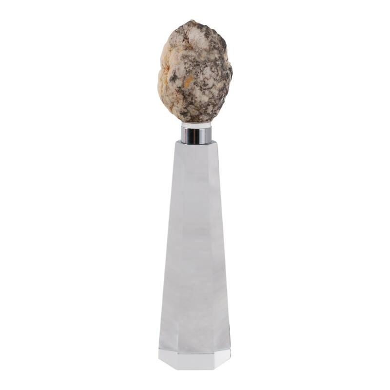 Crystal Stone Decorative Object Modern Geometric Glass Base Home Decor
