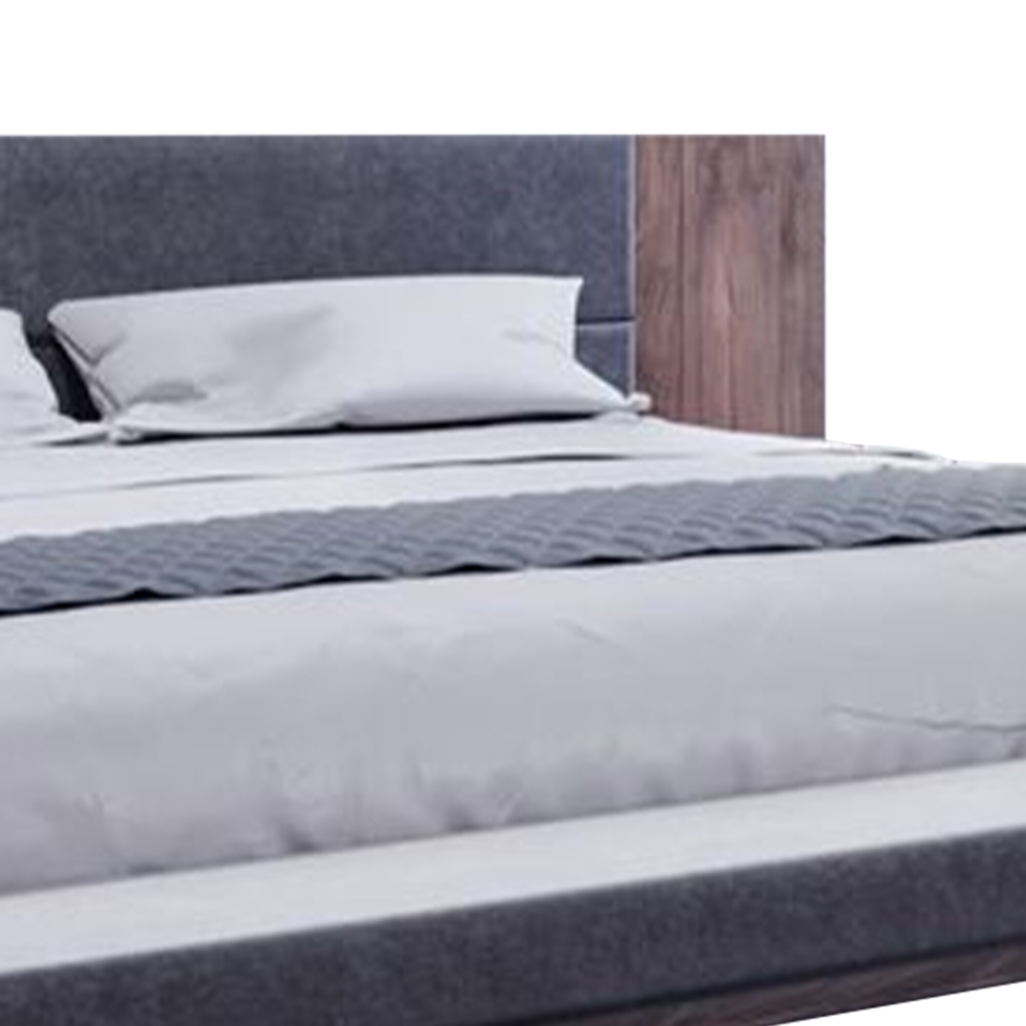 Noe Zen Japanese Low Profile Queen Bed w Nightstand, Dark Gray