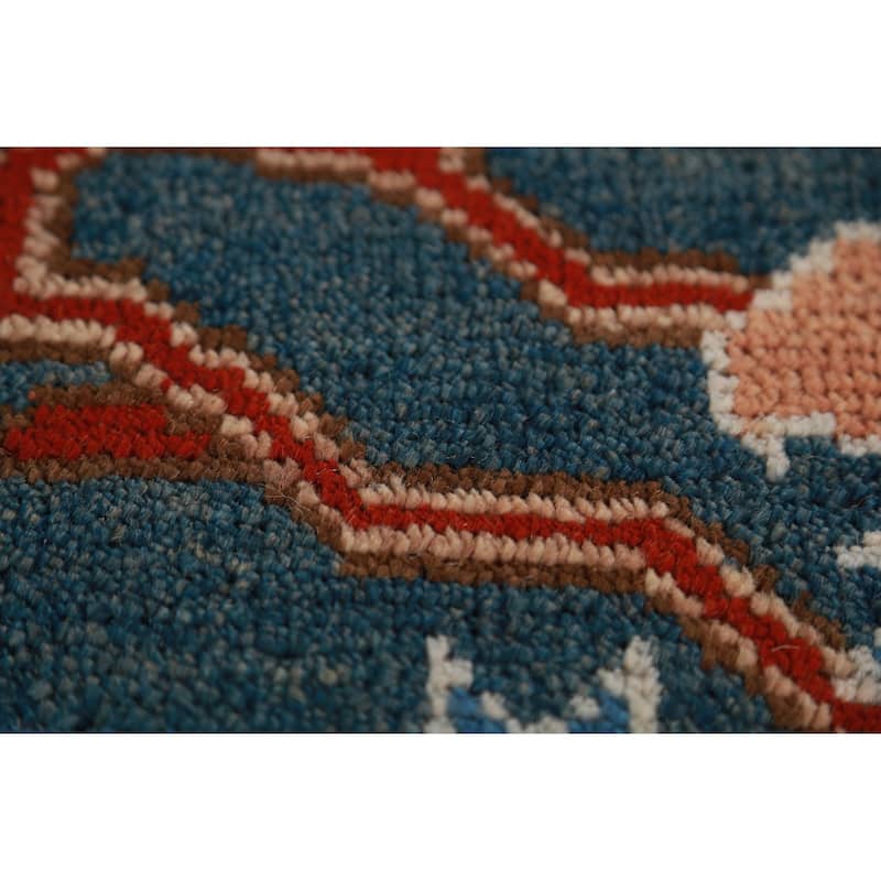 All-Over Blue Oushak Oriental Area Rug Handmade Wool Carpet - 8'11" x 11'9"