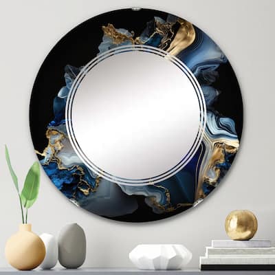 Designart 'Abstract Geode Marble Blue II' Printed Abstract Marble Wall Mirror