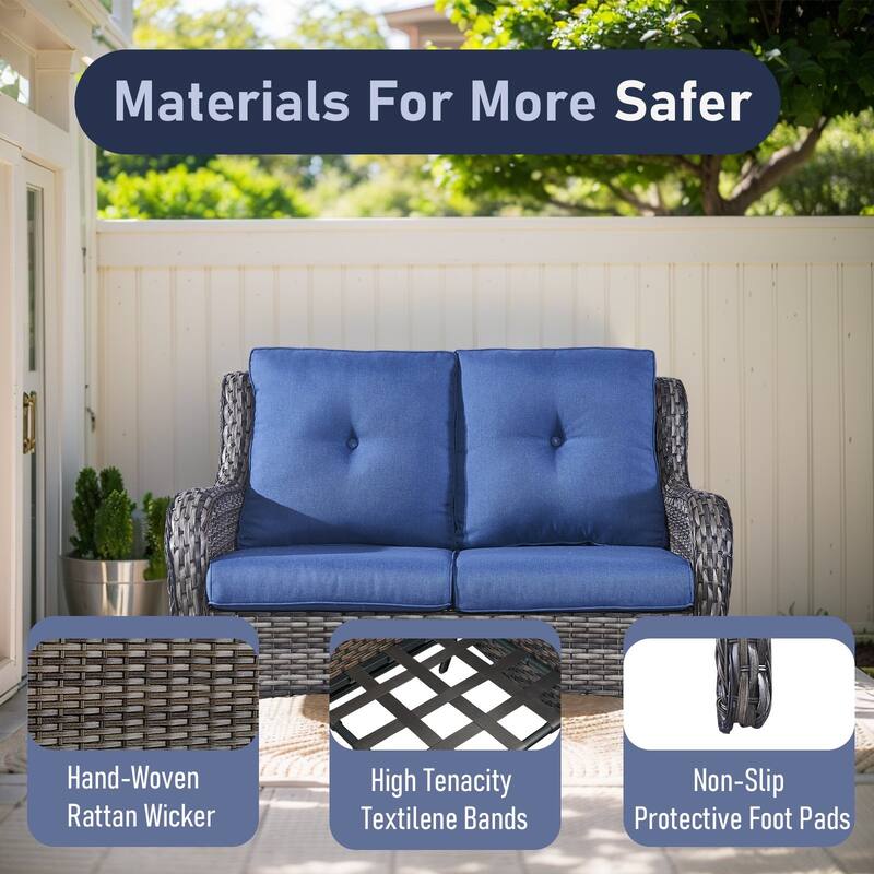 Outdoor Loveseat Sofa with Chair Ottoman Table