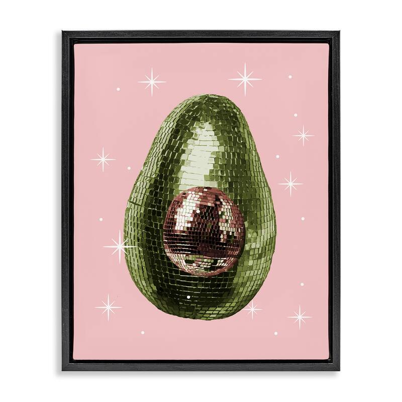 Stupell Luminous Disco Avocado Framed Floater Canvas Wall Art Design By Lil' Rue - 25 x 31 - Black