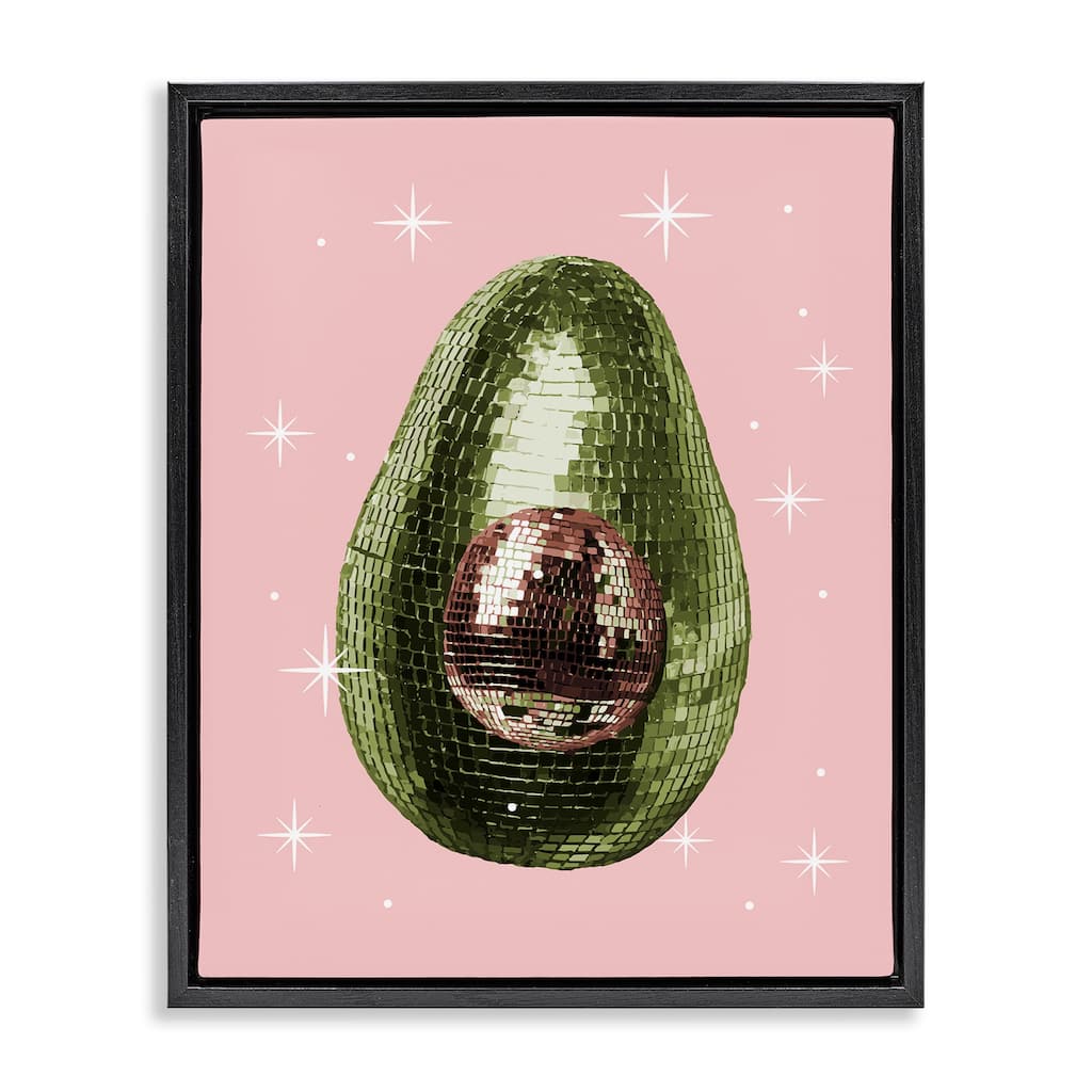 Stupell Luminous Disco Avocado Framed Floater Canvas Wall Art Design By Lil' Rue