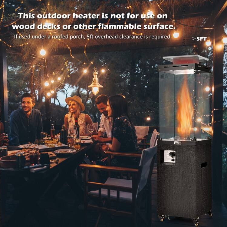 41 000 BTU Propane Patio Heater with Metal Hood - 15.5" x 15.5" x 62" (L x W x H)