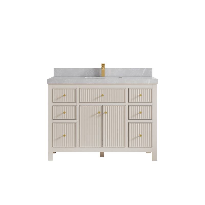 Willow Collections 48 in W x 22 in D Sonoma Free Standing Reeded Single Sink Bathroom Vanity with Countertop