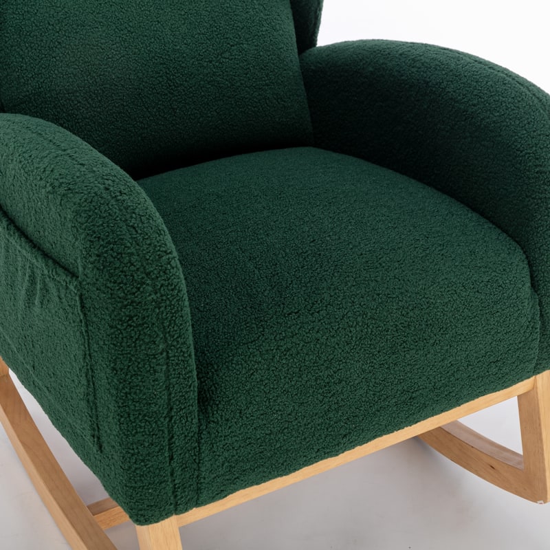 Teddy Fabric Rocking Chair With Packet Wood Legs