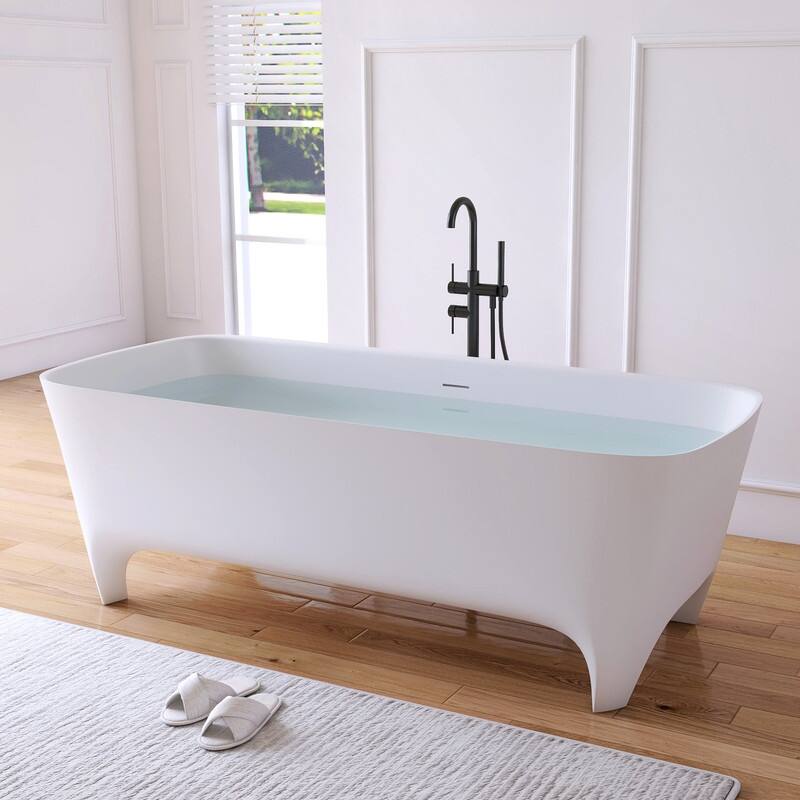 MEDUNJESS 71'' Freestanding Bathtub Solid Surface Soaking Tub