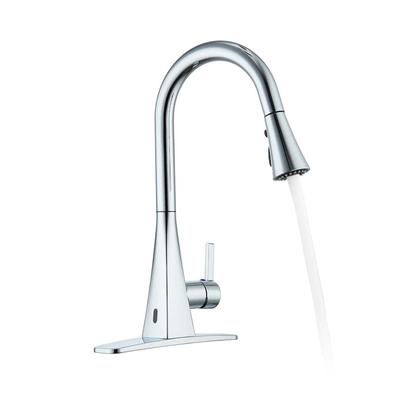 Smart Touchless Dual Sensor Pull Down Kitchen Faucet with Spout Swivel and 3 Function Sprayer