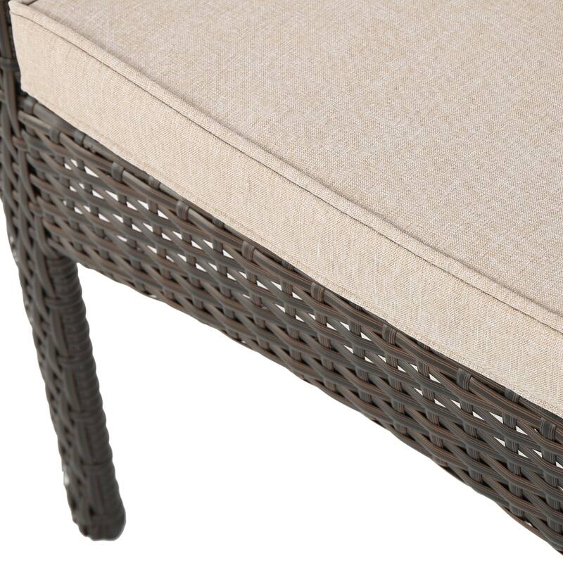 Lula Outdoor 5-Piece Round Foldable Wicker Dining Set with Umbrella Hole & Cushions by Christopher Knight Home