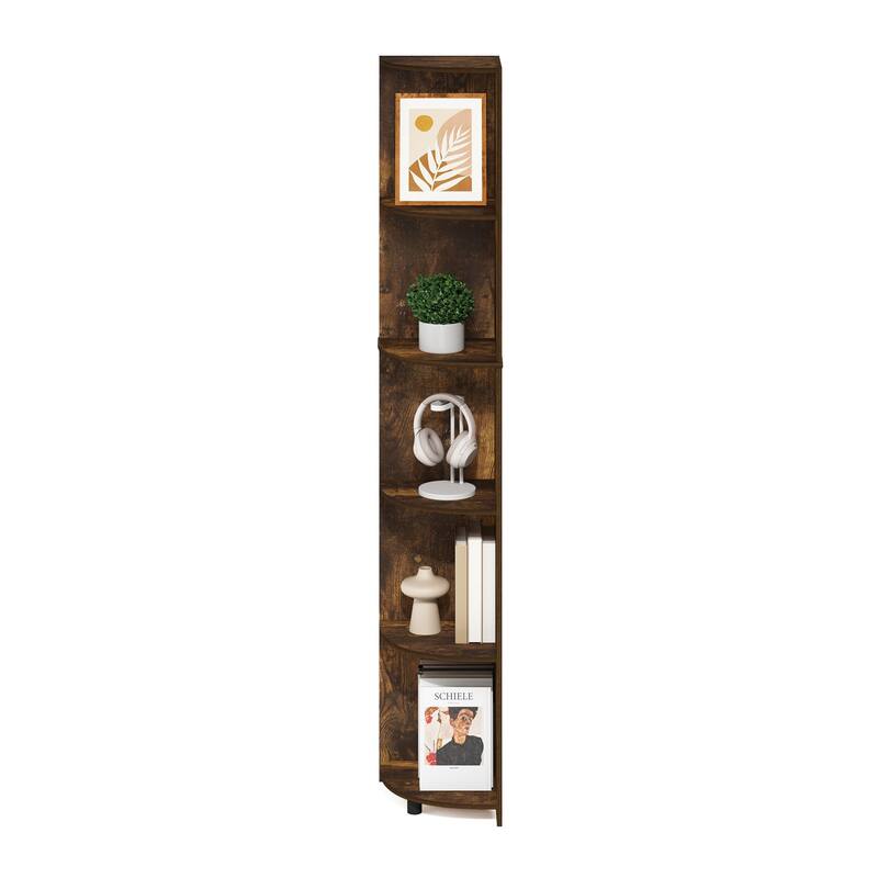 70.87 in. Tall Pine Wood 5-Shelf Bookcase