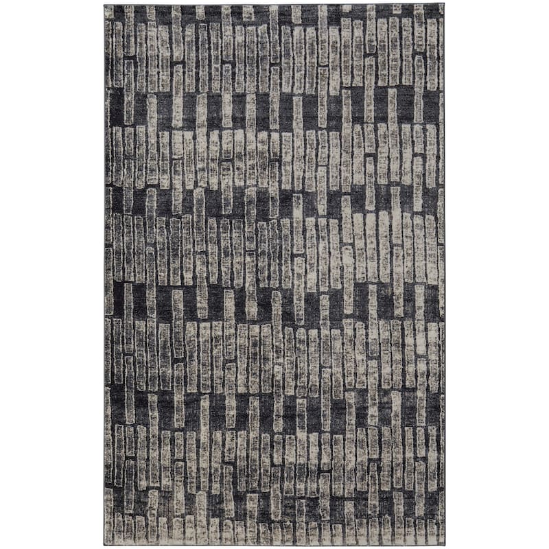 Grand Bazaar Kiba Machine Made Geometric Transitional Area Rug - 6'7" x 9'6" - Gray/Black/Ivory