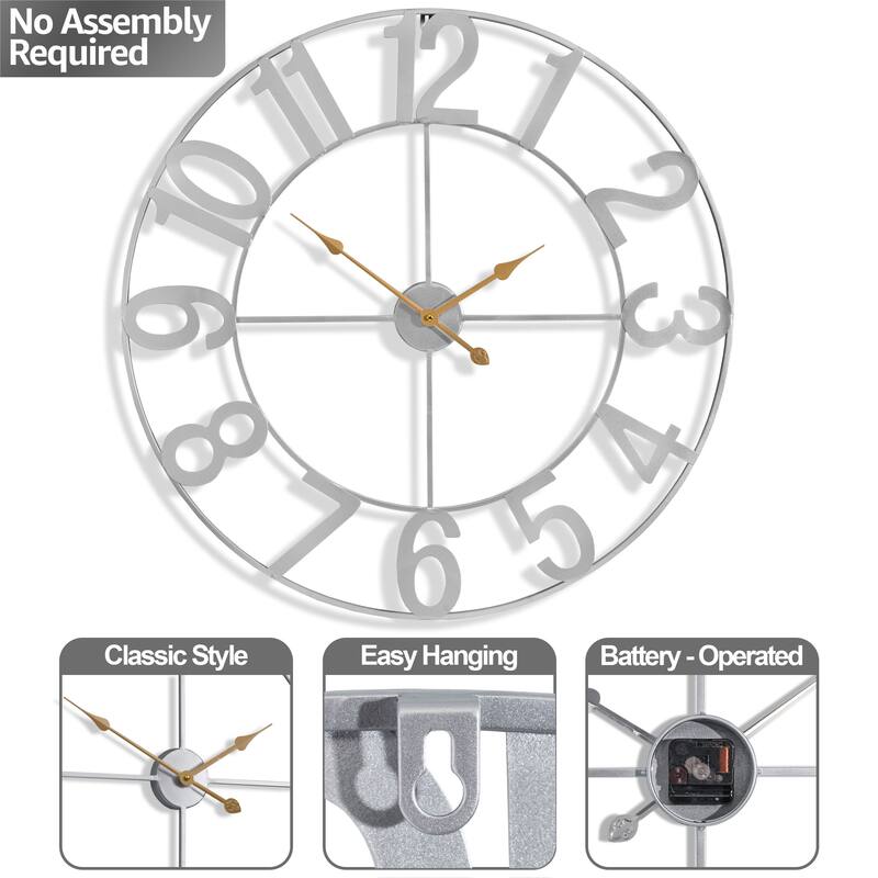 Sorbus Large Wall Clock 32" - Battery Operated Analog Large Clock (Black)