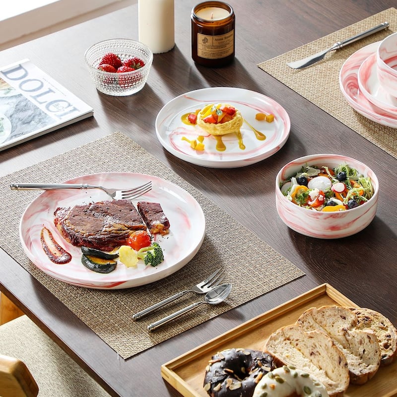 MALACASA LUNA 18-Piece Porcelain Dinnerware Set (Service for 6)