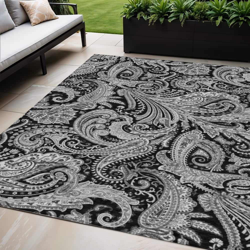 HomeRoots Paisley Transitional Rectangle Outdoor Rug