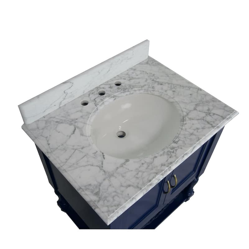 KitchenBathCollection Beverly 30" BathroomVanity w/ Carrara Marble Top