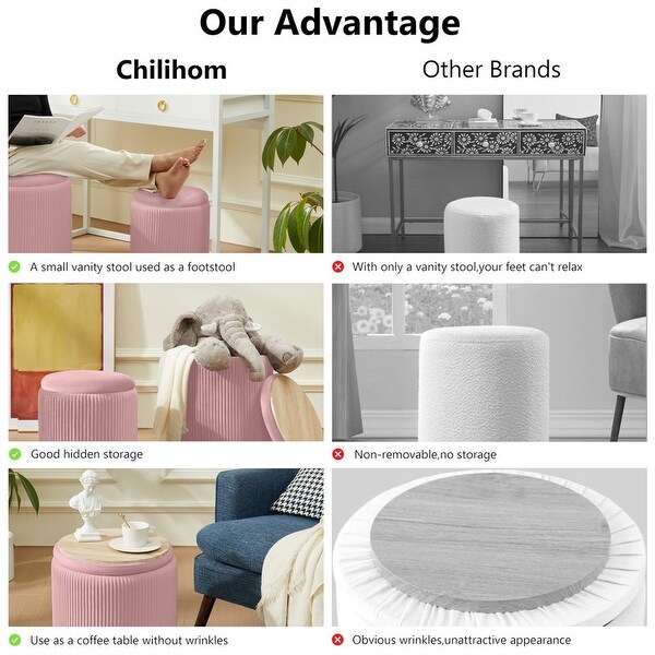 Round Boucle Upholstered Ottoman Set of 2 - Bed Bath & Beyond