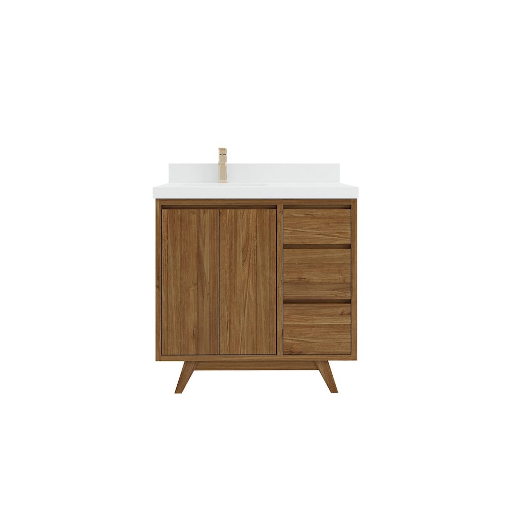 Willow Collections 36 in. W x 22 in. D Madison Teak Left Offset Sink Bathroom Vanity with Countertop