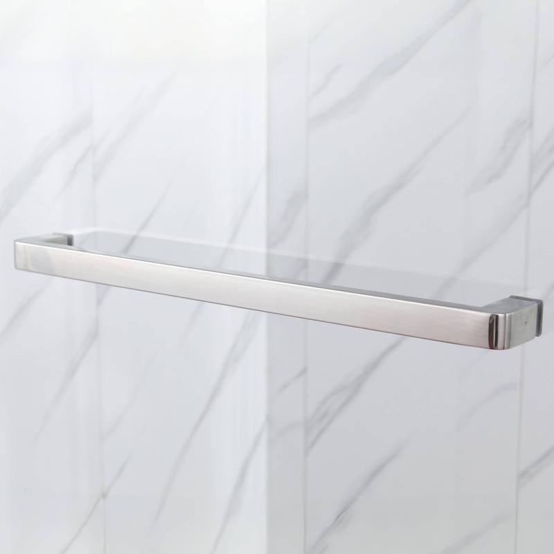 56-60" W x 76" H Single Sliding Frameless Shower Door with 5/16" (8mm) Tempered Glass & Dual Towel Bars