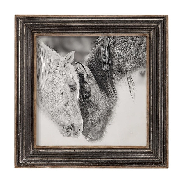 32" x 32" Black and White Custom Horses Print Decorative Wall Art - N/A