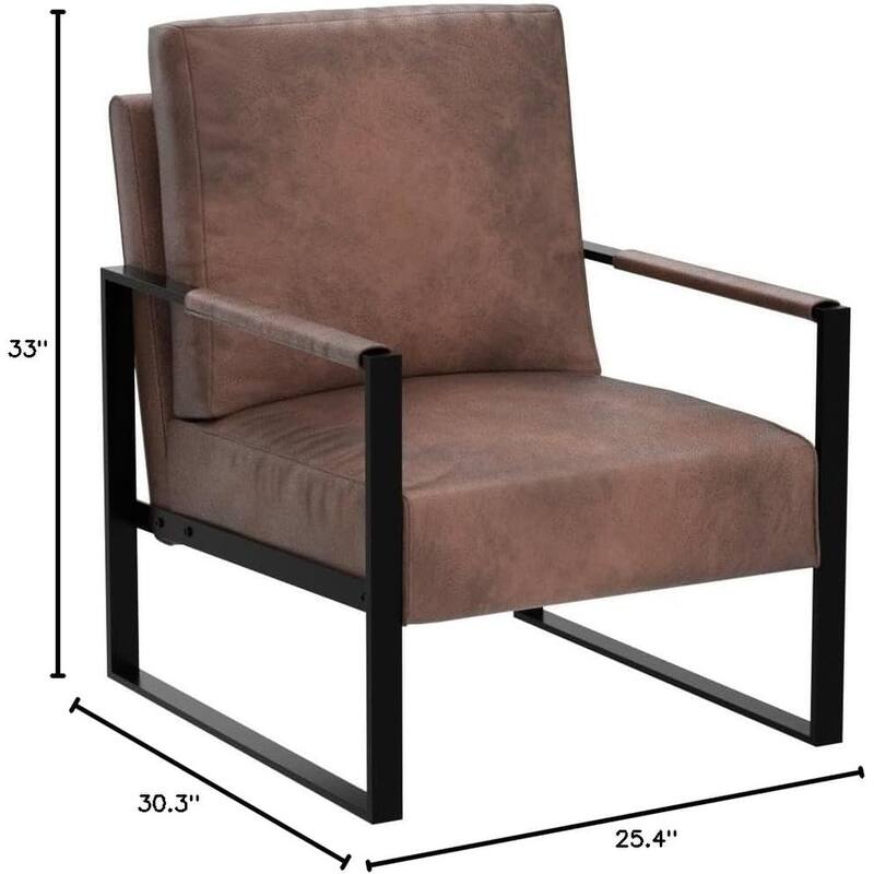 Hosam 25.4" PU/Microfiber Upholstery Metal Arms Chair