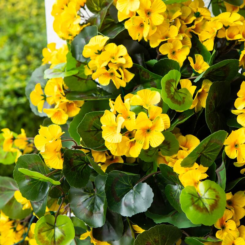 29-in UV Resistant Artificial Geranium Hanging Plant - Set of 2