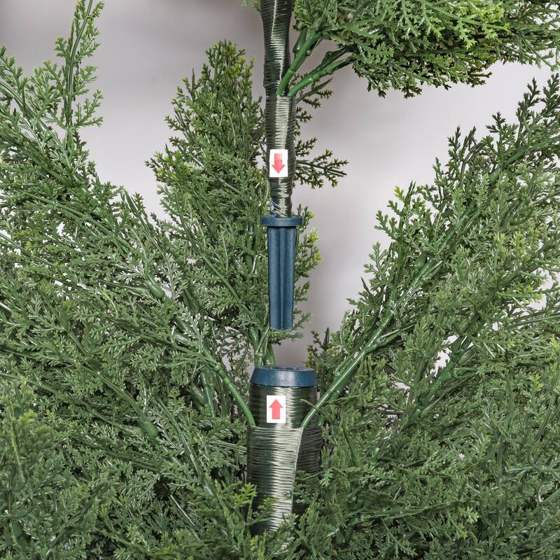 5FT Artificial Cypress Tree in Black Plastic Pot UV Resistant, Realistic Indoor Outdoor Fake Topiary Plant, 1pc/set