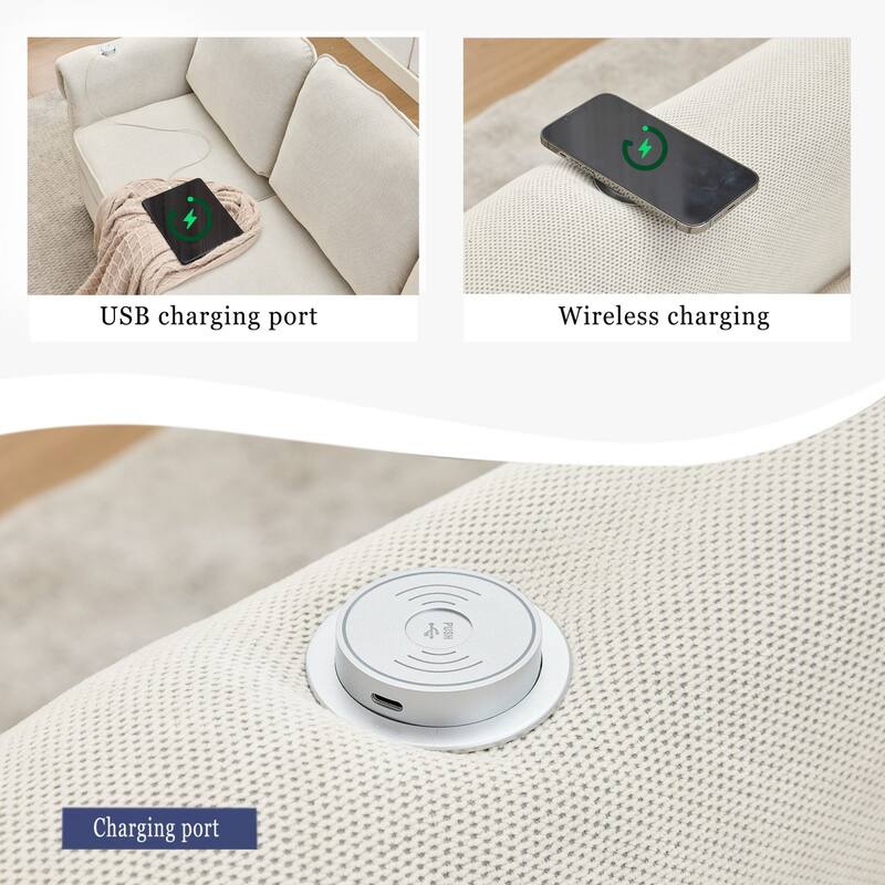 106.5" L-Shaped Flannelette Sectional Sofa with Pull-Out Bed