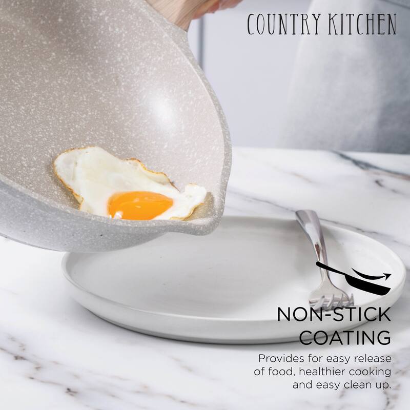 Country Kitchen Non-Stick Cast Aluminum Cookware Set - Durable Kitchen Cookware for Everyday Cooking, 6-11 Pc