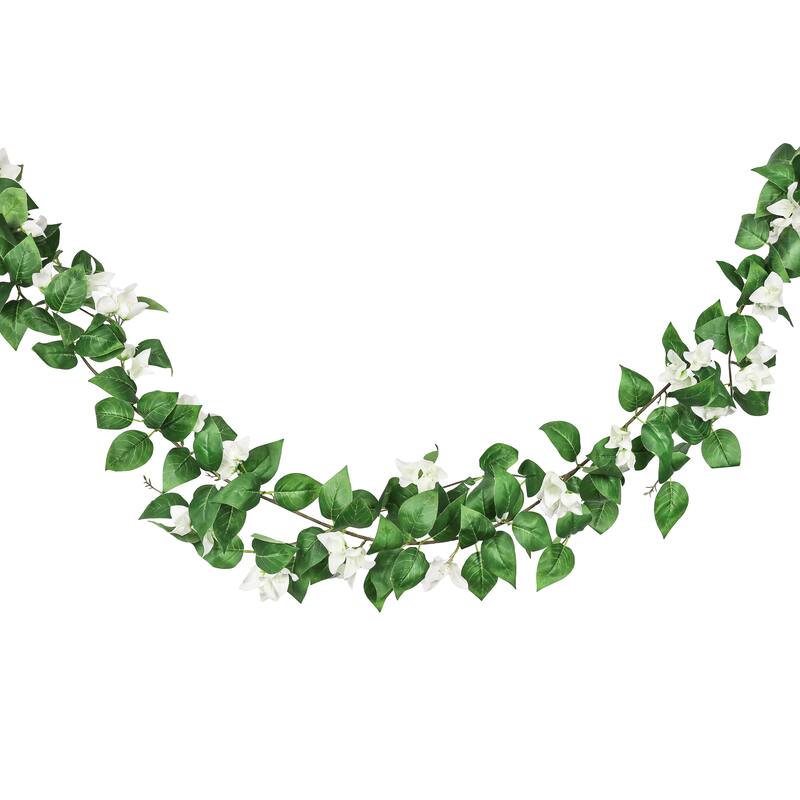 Cream White Artificial Bougainvillea Flower Garland Hanging Vine 6ft - 72" L x 8" W x 3" DP