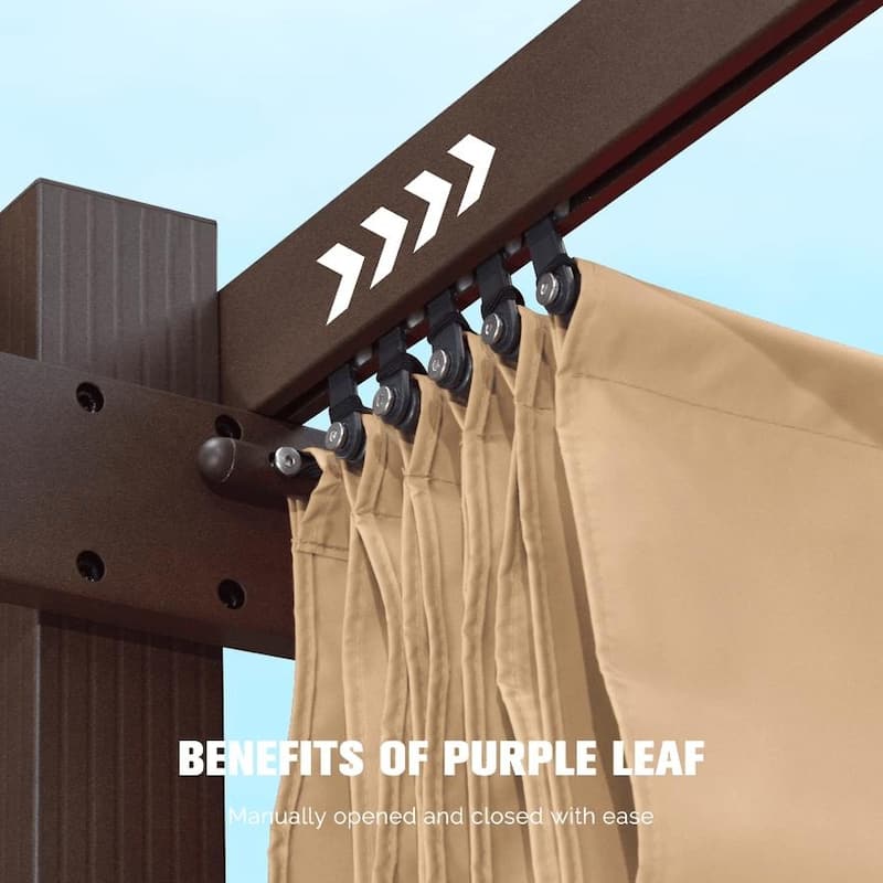 PURPLE LEAF Outdoor Retractable Bronze Metal Pergola w Canopy for Beach Deck Gazebo