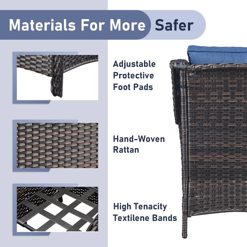 Outdoor Wicker High Back Club Chair Brown-Beige - Brown