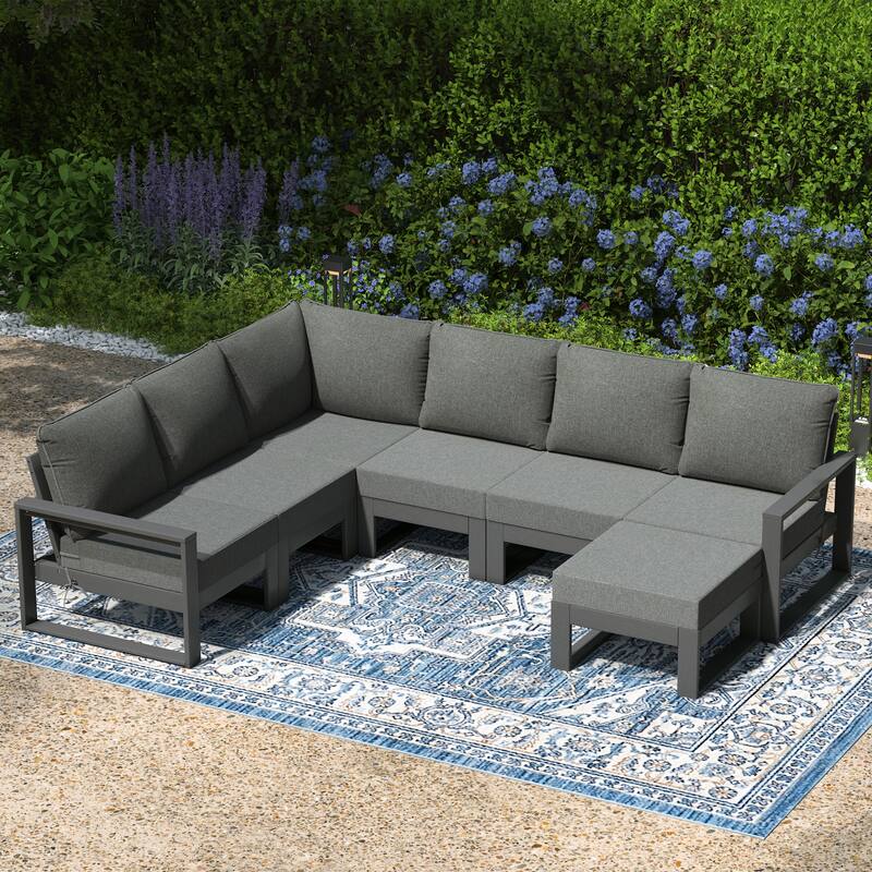 Endless Patio 7-Piece Deep Seating Set with Ottoman with Gray Frame