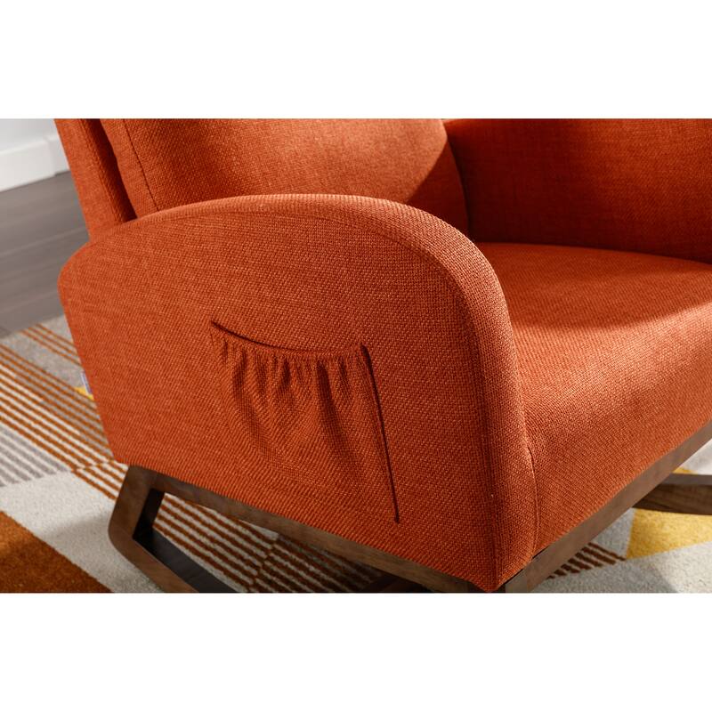GDFStudio - Amelia Linen Upholstered Rocking Chair with Spacious Seat and Tall Back Design