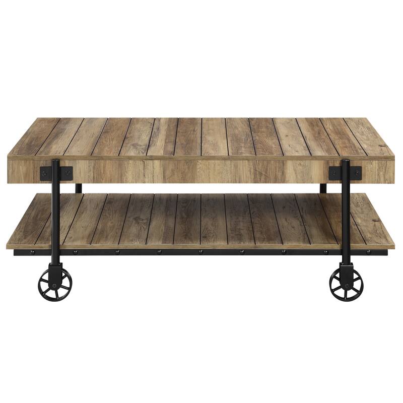 Hyssop Farmhouse Steel 3-Piece Coffee Table Set with Shelf by Furniture of America