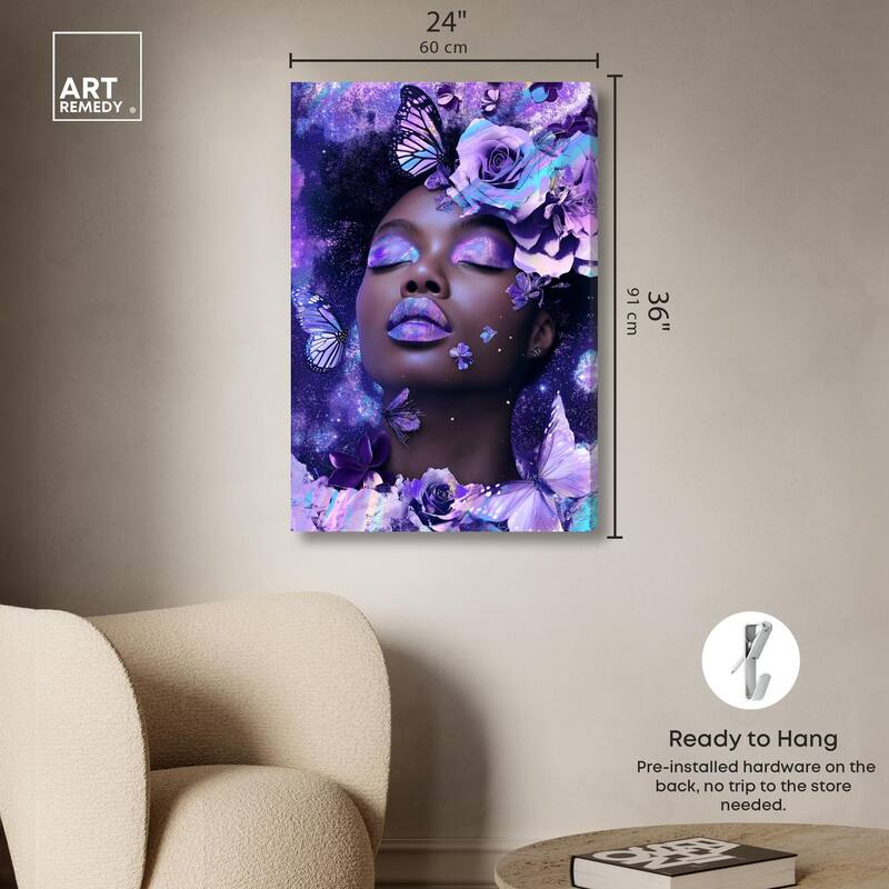 A Glistening Neon Woman Canvas by Art Remedy, Gallery Wrapped