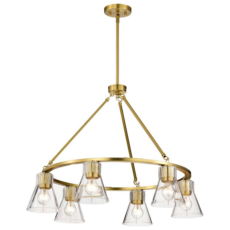 Gianna 6 Light Chandelier Vintage Brass Finish Clear Glass - Vintage Brass