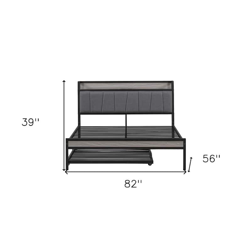 HomeRoots Black Metal Full Bed Frame With Trundle