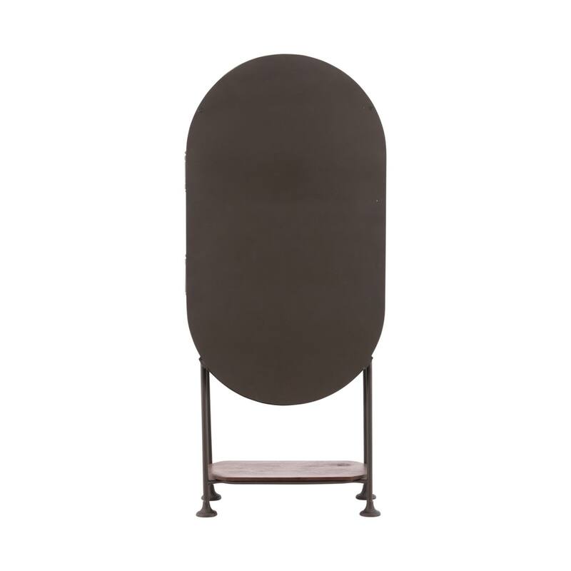 Furniture Classics Eclipse Black Iron Glass Oval Bar Storage Cabinet
