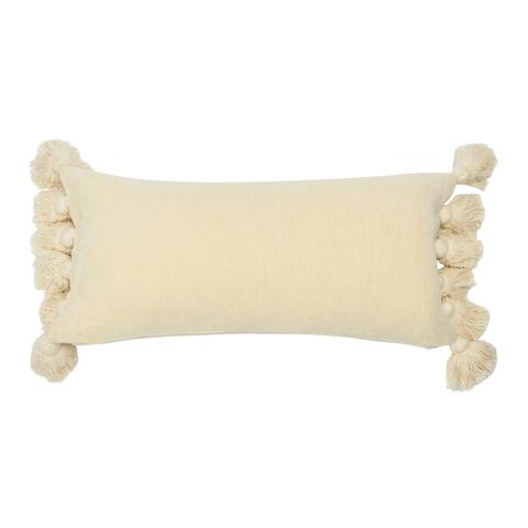 Oversized Cotton Chenille Lumbar Pillow with Tassels