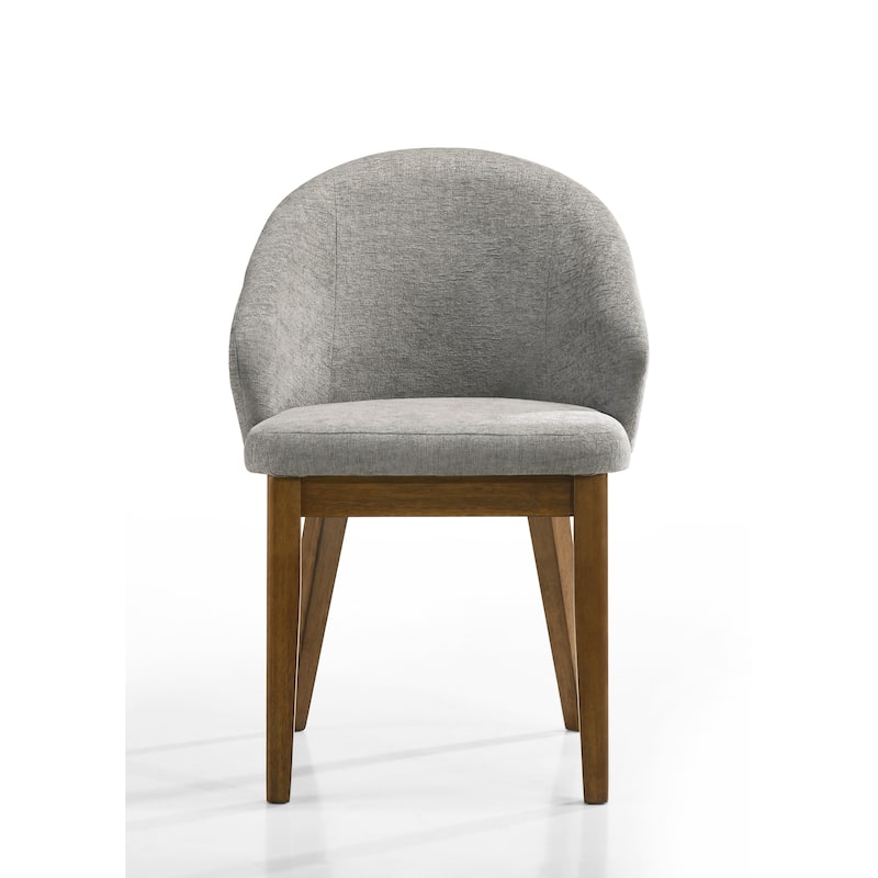 Andrew 5-Piece Round Dining Set with 47" Walnut Table & 4 Light Gray Fabric Chairs, Seats 4