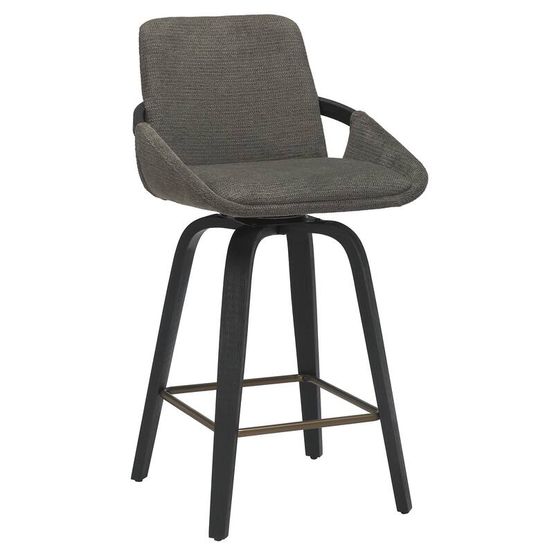 Modern Faux Leather & Bentwood 26" Counter Stool w/Swivel, Set of 2 - Charcoal