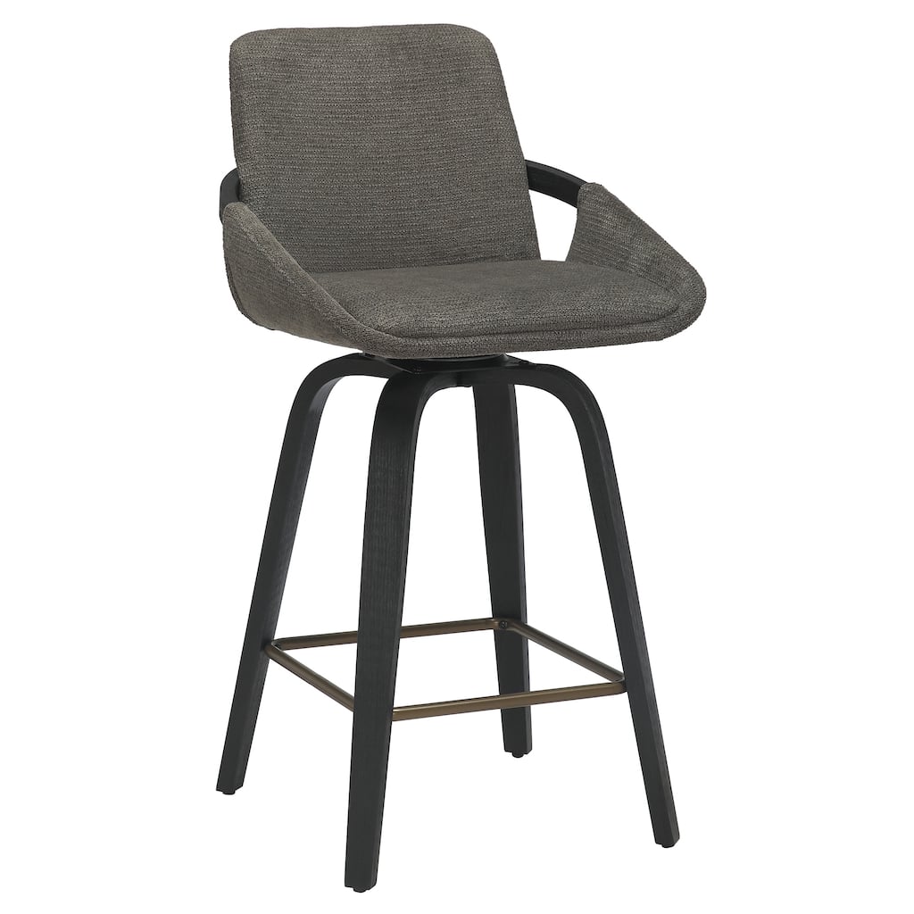 Modern Faux Leather & Bentwood 26" Counter Stool w/Swivel, Set of 2